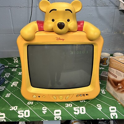 #ad Vtg Disney Winnie the Pooh 13quot; Yellow Color TV Set w Remote Tested amp; Turns On $315.97