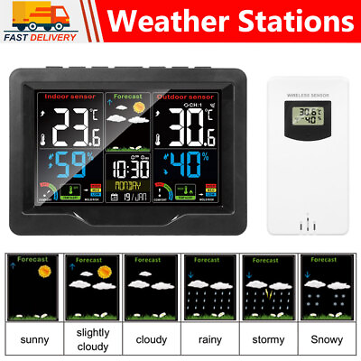 #ad Home Weather Station Clock Wireless Indoor Outdoor Temperature Hygrometer Gauge $29.99