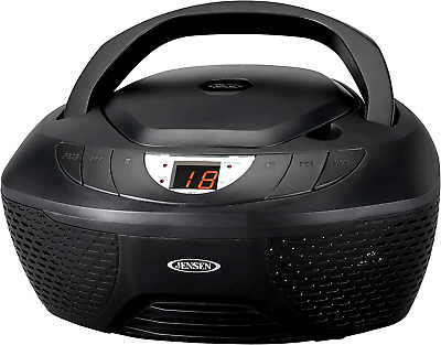#ad Jensen CD AM FM Radio Boombox with LED display Black CD 475 New in box $34.99