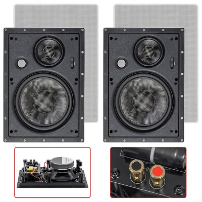 #ad Pair 200W 3 Way 8quot; In Wall Ceiling Stereo Audio Speaker Sound System Home Cinema $327.36