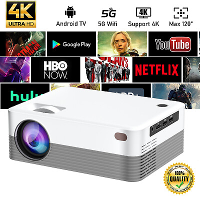 #ad 4K UHD Projector Smart 5G WiFi Android TV Beamer Bluetooth Home Theater Movie US $73.99