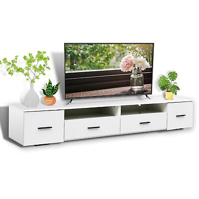 #ad White TV Stand for Living Room Modern Entertainment Center Fits TV Up to 90quot; $314.32