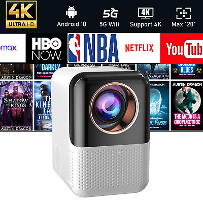 #ad 4K Projector Android TV UHD 5G WiFi LED Movie Video Beamer Home Theater HDMI AV $71.24