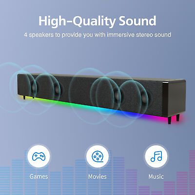 #ad Surround Sound Bar Speaker System Wireless Bluetooth Subwoofer TV Home Theater $27.96