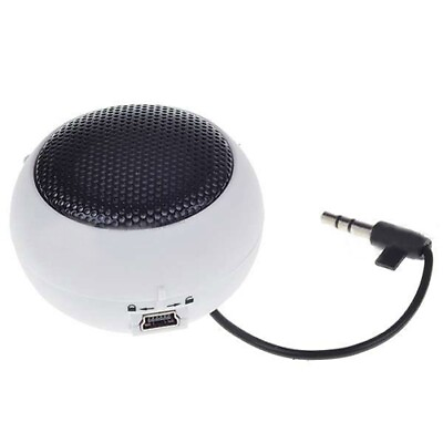 #ad Portable Wired Speaker Audio Multimedia Rechargeable White for Phones Tablets $18.86