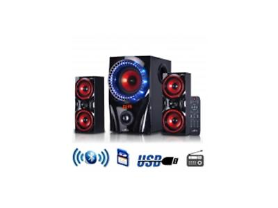 #ad beFree Sound 2.1 Channel Surround Sound Bluetooth Speaker System in Red $92.99