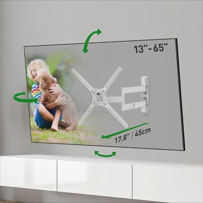 #ad Barkan 13 65 inch Full Motion TV Wall Mount Lifetime Warranty White Patented $33.90