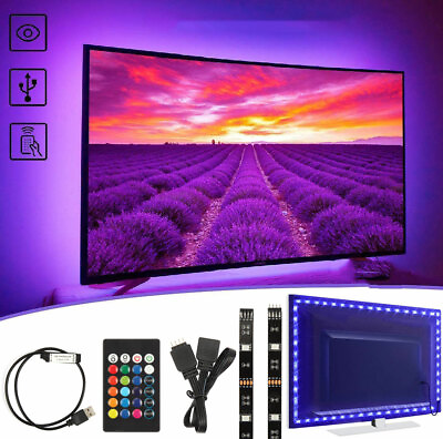 #ad 5V USB Powered TV LED Backlight USB 5050 RGB LED Strip Light Remote Kit 30Leds M $7.55