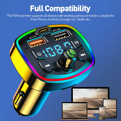 #ad Wireless Bluetooth 5.0 Car FM Transmitter MP3 Radio Adapter Kit Dual USB Charger $8.93
