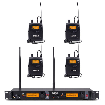 #ad Wireless In Ear Monitor System 4 Receivers Pro Audio UHF 2 channel Stage Studio $249.00