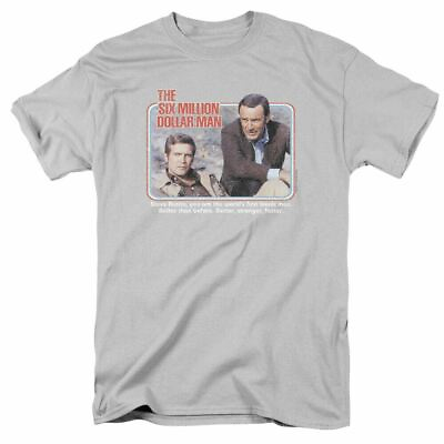 #ad The Six Million Dollar Man The First T Shirt Mens Licensed Classic TV Silver $17.49