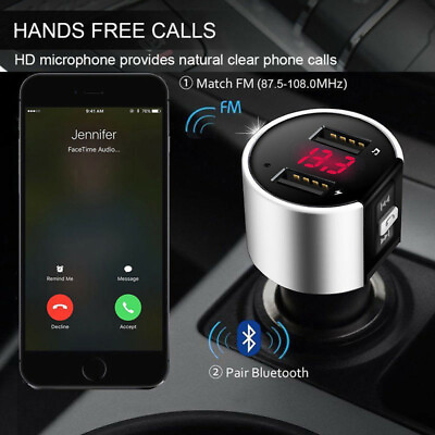 #ad Wireless Bluetooth FM Transmitter MP3 Player Radio Adapter Kit 2 Car USB Charger $3.88