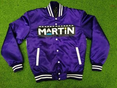 #ad Martin Blue Bomber Jacket Sublimation Printed Satin Jacket $83.70