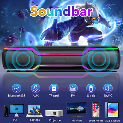 #ad Computer Speakers Bluetooth 5.3 Soundbar for Computer Desktop PC Laptop Monitor $31.34