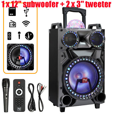 #ad 3000W Portable Loud Bluetooth Speaker System 12quot; Subwoofer Party Star Projector $129.99
