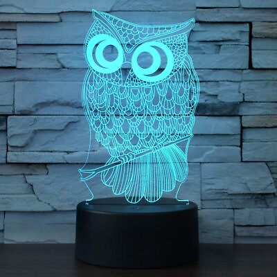 #ad Owl Animal 3D Table Top Home TV Bar Room Decor Gift LED Night Light Sign 8x4 S3 $17.99