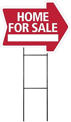 #ad Large 18quot;x24quot; Home For Sale RED Arrow Shaped Sign Kit with Stand $14.95