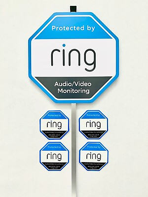 #ad Home Ring Security Yard Sign 4 Double Sided Window Door Sticker w Aluminum Pole $20.95