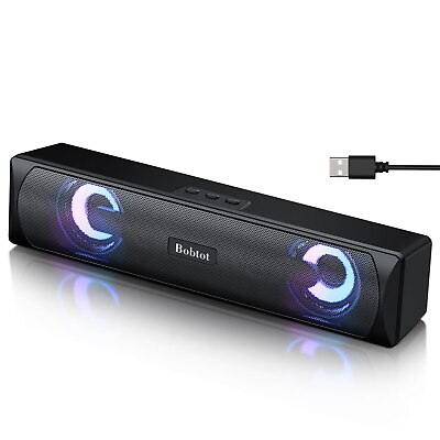 #ad Computer Speaker Desktop Soundbar Stereo Audio RGB Mini Bluetooth Sound Bar $14.90
