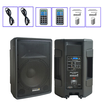 #ad Pair 15quot; DJ Active PA Powered Speakers SD USB TWS Stage KTV 2 Way Loudspeakers $509.81