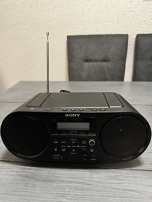 #ad Sony Bluetooth CD Boombox Personal Audio System ZS RS60BT Black Tested Working $55.00