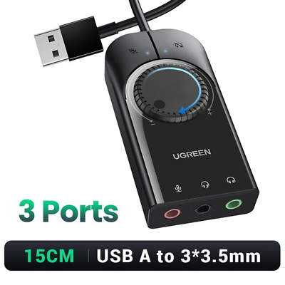 #ad UGREEN Sound Card USB Audio Interface External 3.5Mm Microphone Audio Adapter $11.98