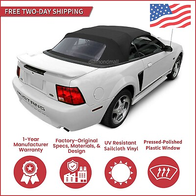 #ad Convertible Soft Top For 1994 2004 Ford Mustang w DOT Plastic Window Vinyl Black $215.10