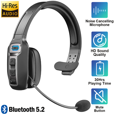 #ad Trucker Bluetooth 5.0 Wireless Headset With Noise Cancelling Mic For Phones PC $47.99