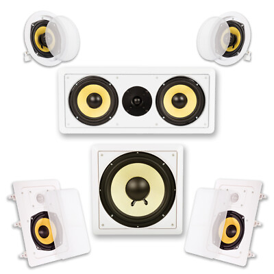 #ad Acoustic Audio HD 515 Flush Mount 5.1 Speaker System In Wall Ceiling and Sub Set $209.88