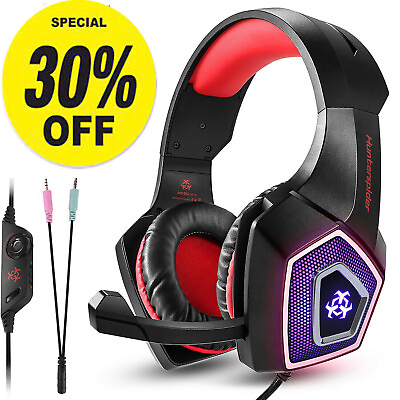 #ad Gaming Headset Ear Cover 3.5mm LED Headphone Bass Surround for PS4 PCMic US $24.99