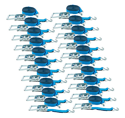 #ad 20 Pack 2quot; x 30#x27; Blue Ratchet Tie Down Strap w Wire Hook 3333 lbs WLL $329.99