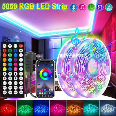 #ad 16.4ft LED Strip Lights 5050 RGB Music Sync Bluetooth for Room TV Bar $32.95