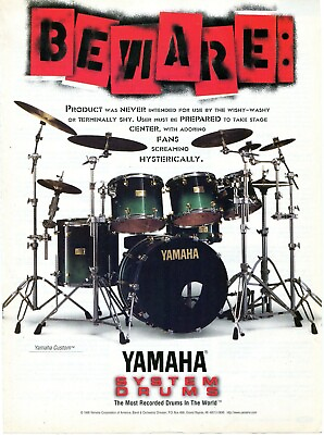 #ad 1997 Print Ad of Yamaha System Yamaha Custom Drum Kit BEWARE $9.99