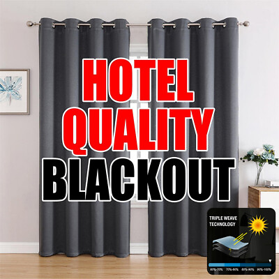 #ad 52quot;x84quot; 2 Panel Blackout Curtains Room Darkening Privacy Grommet Drapery Home $38.99