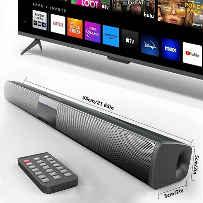#ad Surround Sound Bar 4 Speaker System Bluetooth Subwoofer TV Home Theater w Remote $30.50
