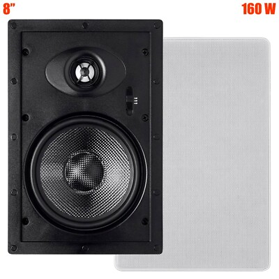 #ad Pair 160W 2 Way 8quot; In Wall Stereo Audio Speaker Carbon Fiber Home Theater Cinema $230.21