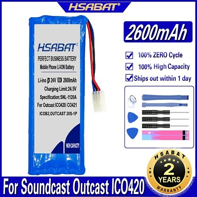 #ad HSABAT ICOB2OUTCAST 20S 1P 2600mAh Top Capacity Battery for Soundcast Outcast $121.34