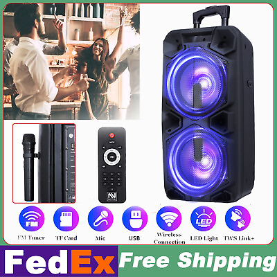#ad Dual 10quot; Woofer Portable FM Bluetooth Party Speaker Heavy Bass Sound With Mic US $139.99
