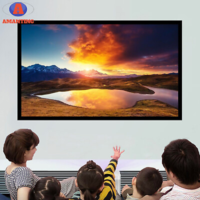 #ad 130inch Aluminum Fixed Frame 16:9 Projector Screen White Home Theater TV Movies！ $137.75