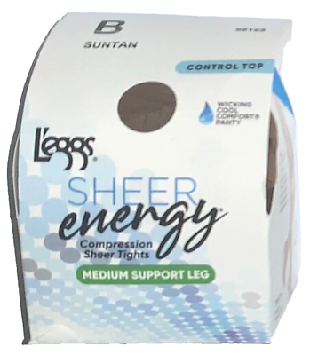 #ad L’eggs Sheer Energy Control Top Wicking Cool Sheer Toe Pantyhose B SUNTAN Medium $10.95