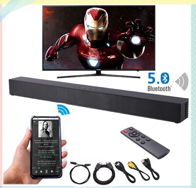 #ad Bluetooth 5.0 TV Sound Bar 4 Speaker Subwoofer Soundbar Home Theater Karaoke US $52.19