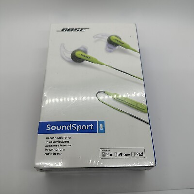 #ad BOSE SoundSport in ear headphones Wired Apple Controls w Mic Energy Green NEW $350.00
