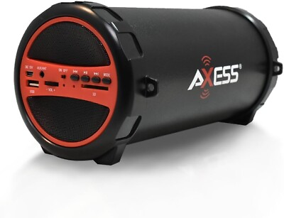 #ad Axess 1031 Red Loud Portable Heavy Bass Bluetooth Speaker SD Card Reader FM Aux $44.99
