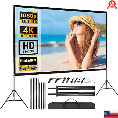 #ad Projector Screen 120 inch Portable Outdoor Projection 16:9 4K HD with Stand Bag $49.99