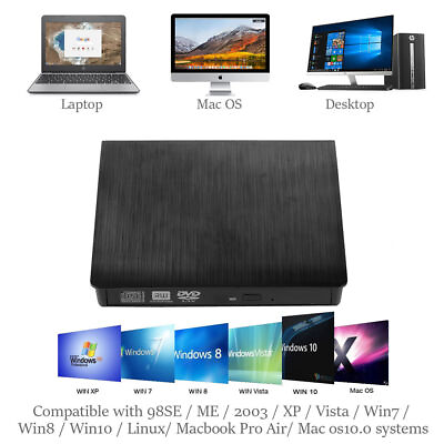 #ad Slim Drive Disc Player External DVD Burner CD RW Writer Laptop Desktop USB 3.0 $12.49