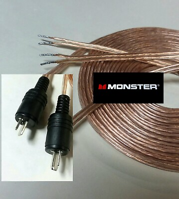 #ad Bang amp; Olufsen 2 Pin Din Plugs Connectors 20ft 16awg MONSTER Speaker Cable $35.95
