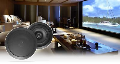 #ad #ad Pair Rockville HC85 Black 8quot; 700 Watt In Ceiling Home Theater Speakers 8 Ohm $49.95