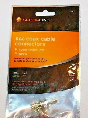 #ad Alphaline RG6 Coax Cable Connectors F Type Twist On 2 Pack #10913 $4.19