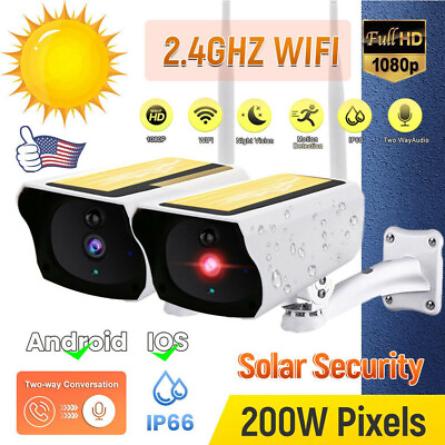 #ad 1080P Wireless Security Camera Solar Powered Energy WiFi IP Home HD CCTV Outdoor $15.99