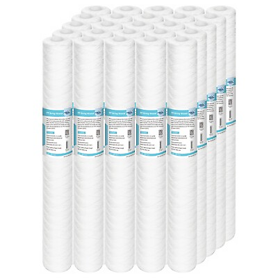 #ad 25 Pack 20quot;x2.5quot; Whole House String Wound Sediment Water Filter 1 5 10 20 Micron $42.74